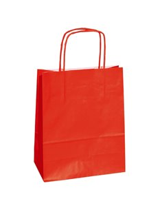 25 shoppers carta kraft 14x9x21cm twisted rosso 096525 Mainetti Bags SHOPPERS E SACCHETTI REGALO