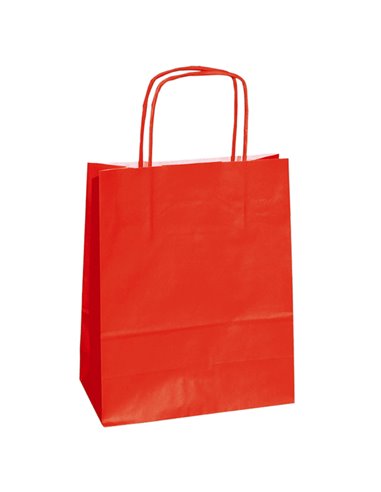 25 shoppers carta kraft 14x9x21cm twisted rosso 096525 Mainetti Bags SHOPPERS E SACCHETTI REGALO