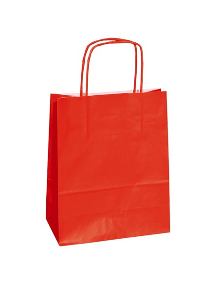 25 shoppers carta kraft 14x9x21cm twisted rosso 096525 Mainetti Bags SHOPPERS E SACCHETTI REGALO