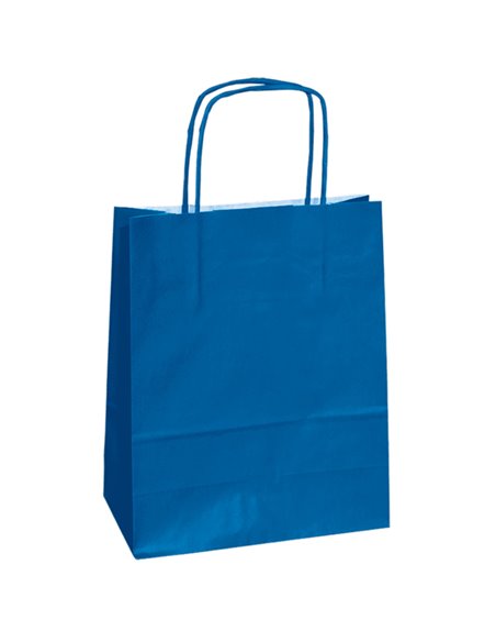 25 shoppers carta kraft 14x9x21cm twisted blu 096679 Mainetti Bags SHOPPERS E SACCHETTI REGALO