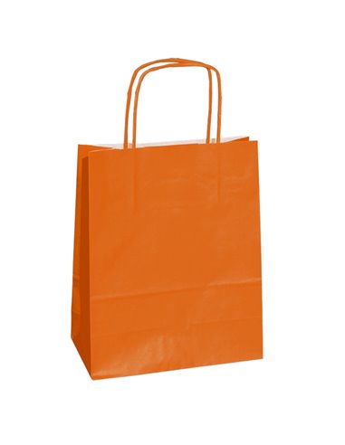 25 shoppers carta kraft 14x9x21cm twisted arancio 096549 Mainetti Bags SHOPPERS E SACCHETTI REGALO