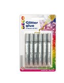 Blister colla glitter 6 penne 10,5ml argento DECO 05884