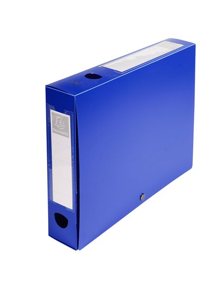 Scatola archivio box con bottone blu f.to 25x33cm D 60mm Exacompta 59632E EXACOMPTA SCATOLE ARCHIVIO CON BOTTONE