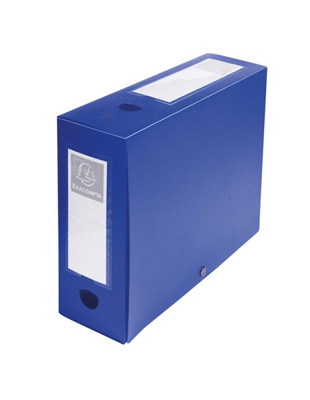 Scatola archivio box con bottone blu f.to 25x33cm D 100mm Exacompta 59932E EXACOMPTA SCATOLE ARCHIVIO CON BOTTONE