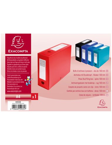 Scatola archivio box con bottone rosso f.to 25x33cm D 100mm Exacompta 59935E