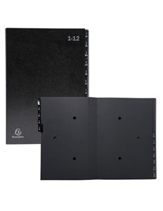 Classificatore numerico 1-12 Ordonator per A4 nero 25x33cm Exacompta 57012E EXACOMPTA CLASSIFICATORI