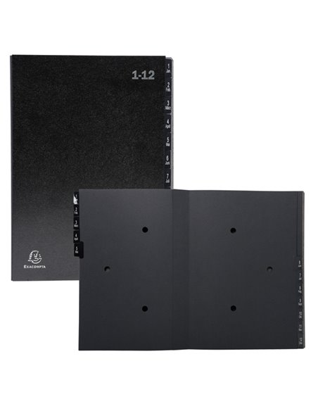 Classificatore numerico 1-12 Ordonator per A4 nero 25x33cm Exacompta 57012E EXACOMPTA CLASSIFICATORI