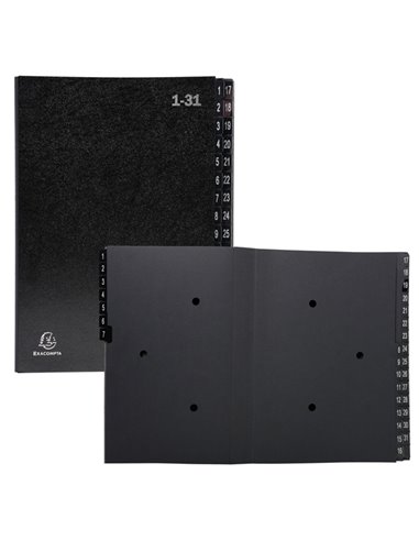 Classificatore numerico 1-31 Ordonator per A4 nero 25x33cm Exacompta 57032E EXACOMPTA CLASSIFICATORI