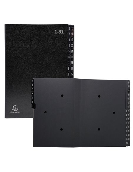 Classificatore numerico 1-31 Ordonator per A4 nero 25x33cm Exacompta 57032E EXACOMPTA CLASSIFICATORI