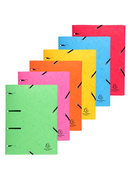 CARTELLINA 3 LEMBI FORATA C/ELASTICO COLORI ASS. CARTONCINO LUSTRE' PUNCHY 447100E EXACOMPTA CARTELLE CON ELASTICO