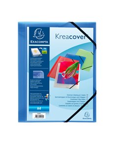CARTELLINA PERSONALIZ. IN PP C/ELASTICO BLU TRASPARENTE 24x32CM KREACOVER 55182E EXACOMPTA CARTELLINE A TRE LEMBI PLASTICA