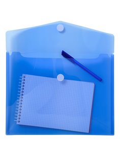 Busta a tasca con velcro in pp blu trasparente f.to 24x32cm per A4 Exacompta 56422E 2