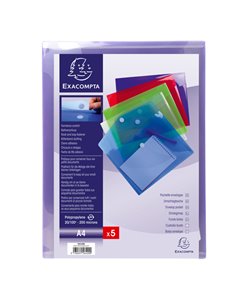Busta a tasca con velcro in pp colorato f.to 24x32cm per A4 Exacompta 56420E