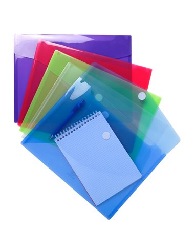 Busta a tasca con velcro in pp colorato f.to 24x32cm per A4 Exacompta 56420E