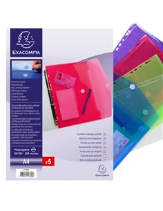 Busta forata c/chiusura in velcro in pp colorato f.to 24x32cm per A4 Exacompta 57380E