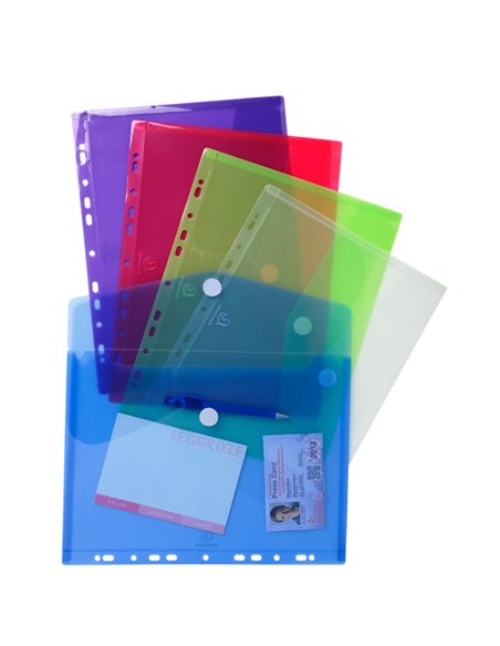 Busta forata c/chiusura in velcro in pp colorato f.to 24x32cm per A4 Exacompta 57380E