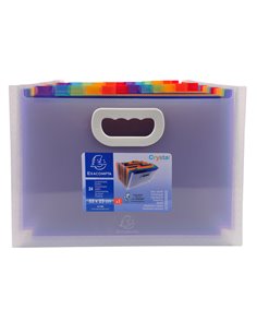 Classificatore c/maniglia 24tasche in pp f.to 33x23,5x25cm CRYSTAL Exacompta 55198E 2