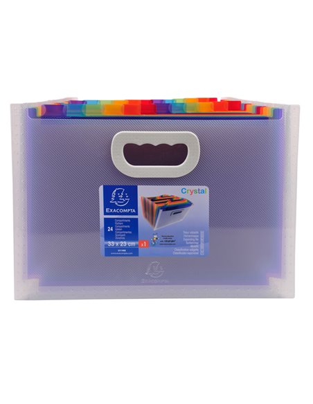 Classificatore c/maniglia 24tasche in pp f.to 33x23,5x25cm CRYSTAL Exacompta 55198E