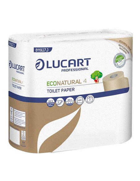 Pacco 4 rotoli Carta Igienica 400 strappi EcoNatural Lucart 811927J