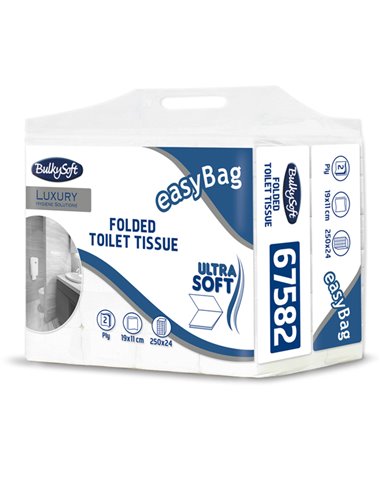 Pacco 250 strappi Carta Igienica interfogliata EasyBag BulkySoft 67582 BulkySoft CARTA IGIENICA