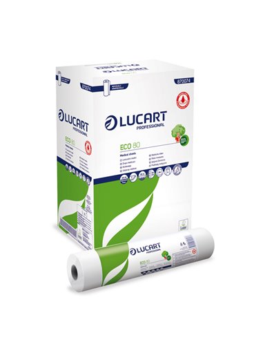 Lenzuolino medico in rotolo 59cm x 80mt Bianco Eco 80 Lucart 870074U Lucart SALVIETTE, FAZZOLETTI E LENZUOLINI