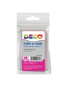 6 stick colle per pistola grande TY102M diam. 11mm - lungh. 10cm DECO T705W DECO COLLE A CALDO E PISTOLE