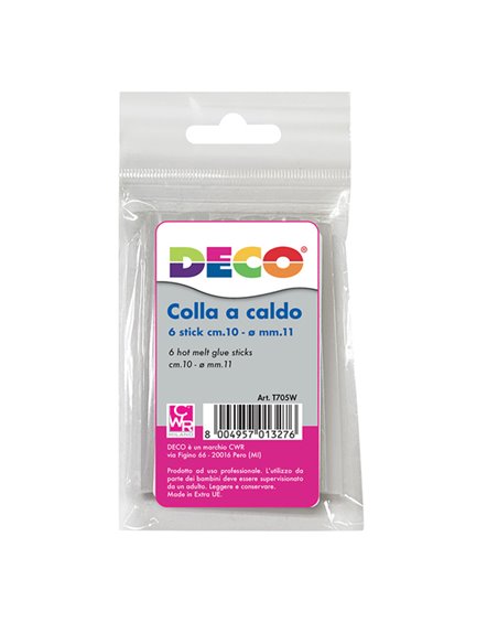 6 stick colle per pistola grande TY102M diam. 11mm - lungh. 10cm DECO T705W DECO COLLE A CALDO E PISTOLE