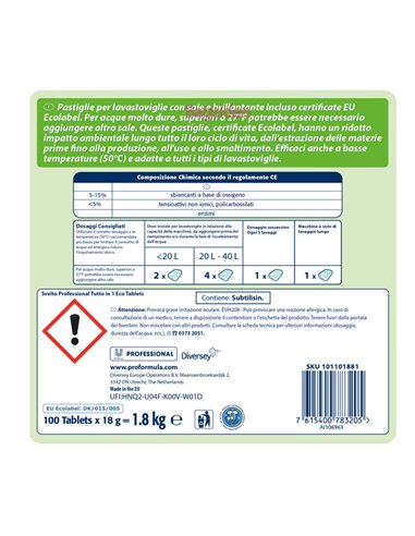 Fustino 100 Tabs 20g 3in1 Eco per lavastoviglie Svelto 101101881 SVELTO DETERGENTI-DETERSIVI PER PULIZIA