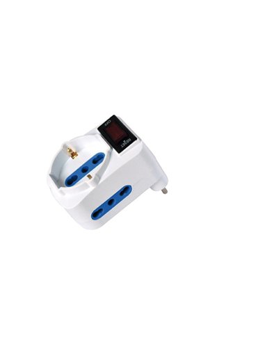 Adattatore con spina 10A orizzontale - 2 Prese bipasso 10/16A + 1 Presa Schuko 492519356 MKC CAVI-PRESE-PROLUNGHE