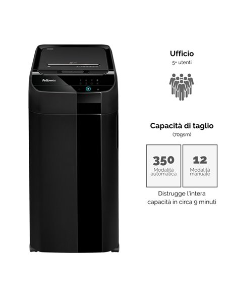 Distruggidocumenti a frammenti AutoMax 350C Fellowes 4964101 FELLOWES A FRAMMENTI E MICROFRAMMENTI