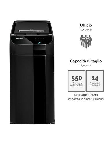 Distruggidocumenti a frammenti AutoMax 550C Fellowes 4963101 FELLOWES A FRAMMENTI E MICROFRAMMENTI