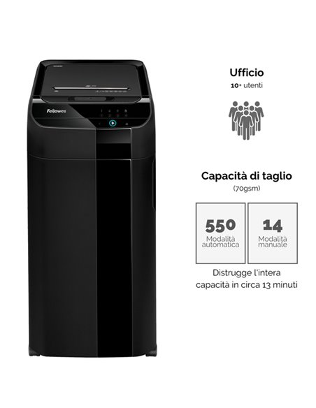 Distruggidocumenti a frammenti AutoMax 550C Fellowes 4963101 FELLOWES A FRAMMENTI E MICROFRAMMENTI