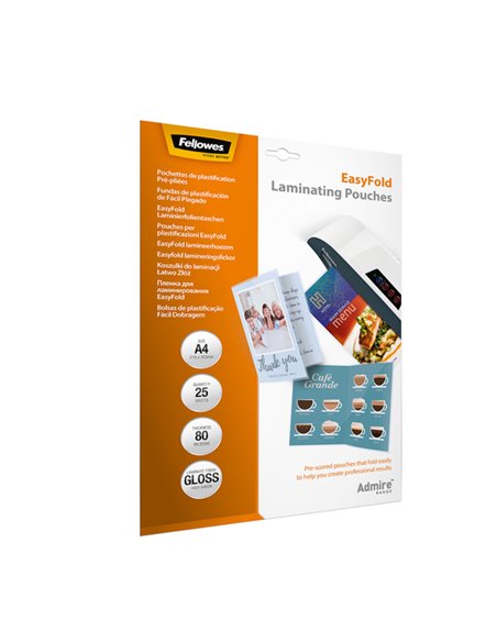 Scatola 25 pouches cordonate Admire EasyFold f.to A4 Fellowes 5601901