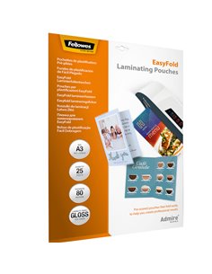 Scatola 25 pouches cordonate Admire EasyFold f.to A3 Fellowes 5602001 FELLOWES POUCHES PER PLASTIFICARE