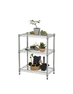 Scaffale 3 ripiani acciaio cromato 36x60cm - H75cm kit Archimede Outdoor ZN1424-3