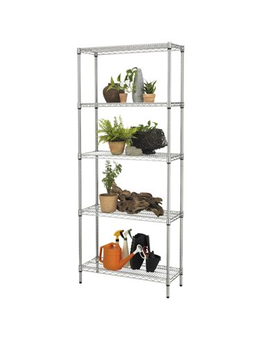 Scaffale 5 ripiani acciaio cromato 36x90cm - H177cm kit Archimede Outdoor ZN1436-5 SERENA GROUP SCAFFALI