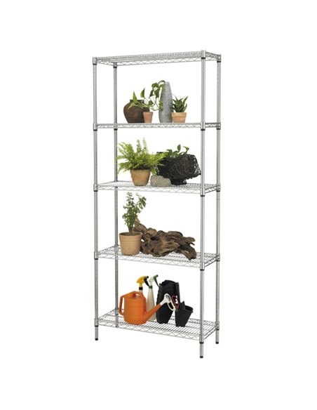 Scaffale 5 ripiani acciaio cromato 36x90cm - H177cm kit Archimede Outdoor ZN1436-5 SERENA GROUP SCAFFALI