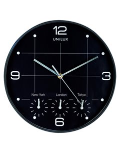 Orologio da parete Ø30cm con 4 fusi On Time Unilux 400094567 UNILUX OROLOGI-BAROMETRI DA SCRIVANIA E DA PARETE