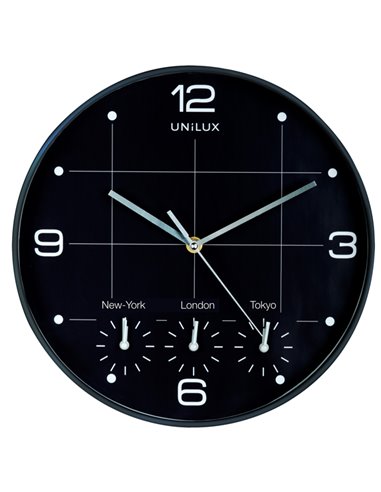 Orologio da parete Ø30cm con 4 fusi On Time Unilux 400094567 UNILUX OROLOGI-BAROMETRI DA SCRIVANIA E DA PARETE