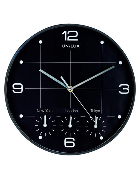 Orologio da parete Ø30cm con 4 fusi On Time Unilux 400094567 UNILUX OROLOGI-BAROMETRI DA SCRIVANIA E DA PARETE