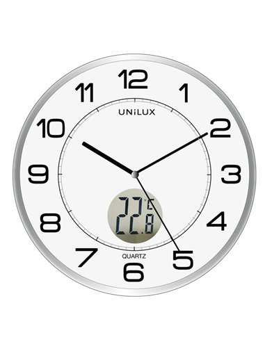 Orologio da parete Ø30cm con termometro Tempus Unilux 400094592 UNILUX OROLOGI-BAROMETRI DA SCRIVANIA E DA PARETE