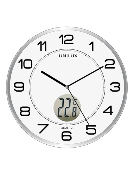 Orologio da parete Ø30cm con termometro Tempus Unilux 400094592 UNILUX OROLOGI-BAROMETRI DA SCRIVANIA E DA PARETE