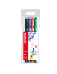 Astuccio 4 pennarelli Point Max punta 0,8mm blu/nero/rosso/verde Stabilo 488/4