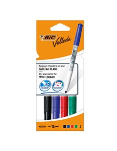 Astuccio 4 pennarelli VELLEDA 1741 punta tonda whiteboard colori assortiti BIC® 503842