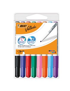 Astuccio 8 pennarelli VELLEDA 1741 punta tonda whiteboard colori assortiti BIC® 503844