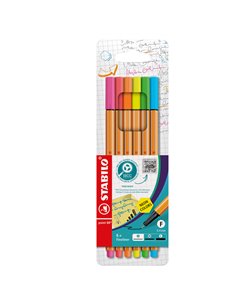 Astuccio 6 pennarelli Point 88 colori neon assortiti 88/6-1 Stabilo 88/6-1 STABILO FINELINER