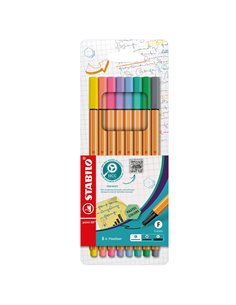 Astuccio 8 pennarelli Point 88 colori pastel assortiti 88/8-01 Stabilo 88/8-01