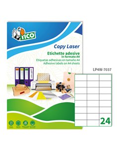 Etichetta adesiva LP4W bianca 100fg A4 70x37mm (24et/fg) Laser Tico LP4W-7037 TICO ETICHETTE CARTA COPY-LASER-INKJET
