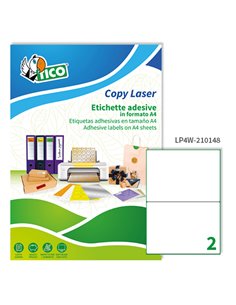 Etichetta adesiva LP4W bianca 100fg A4 210x148mm (2et/fg) Laser Tico LP4W-210148