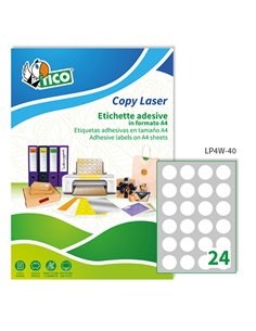 Etichetta adesiva LP4W bianca 100fg A4 tonda Ø40mm (24et/fg) Laser Tico LP4W-40 TICO ETICHETTE CARTA COPY-LASER-INKJET